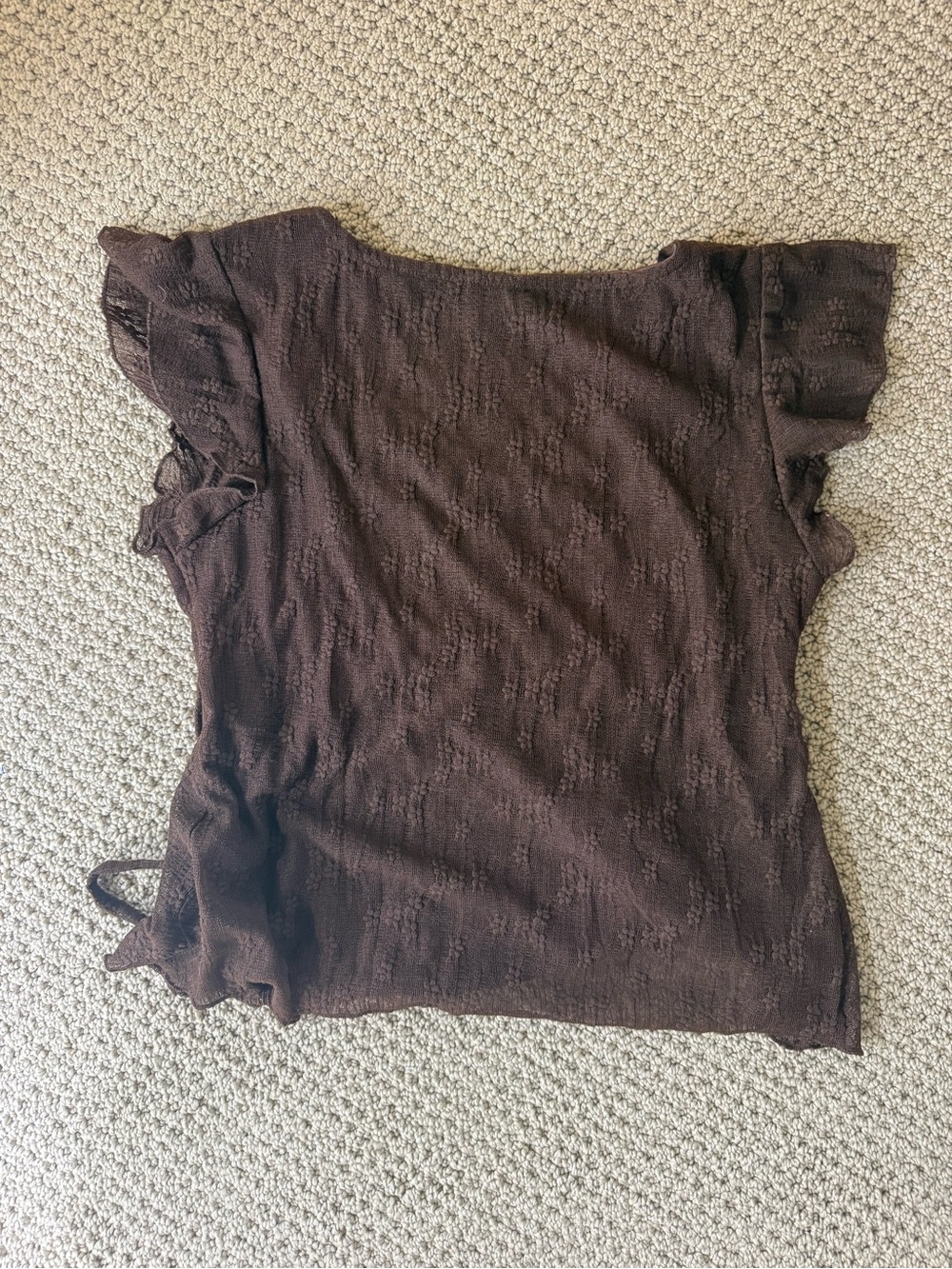 Women’s Short Sleeve Ruffle Top - Chocolate Brown